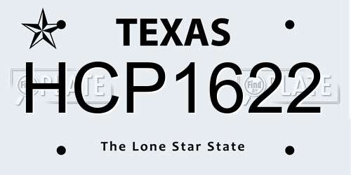 HCP1622 Texas License Plate