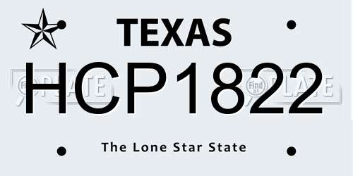 HCP1822 Texas License Plate