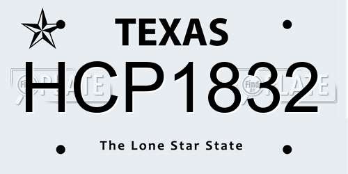 HCP1832 Texas License Plate