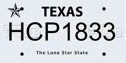 HCP1833 Texas License Plate