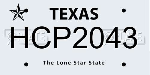 HCP2043 Texas License Plate