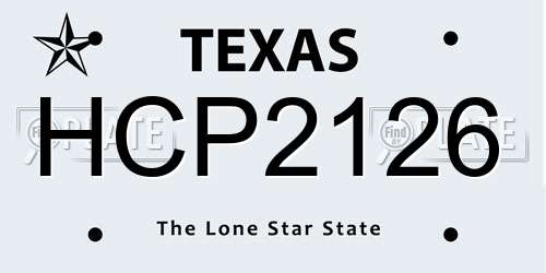 HCP2126 Texas License Plate