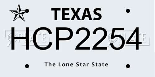 HCP2254 Texas License Plate