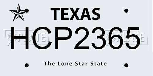 HCP2365 Texas License Plate