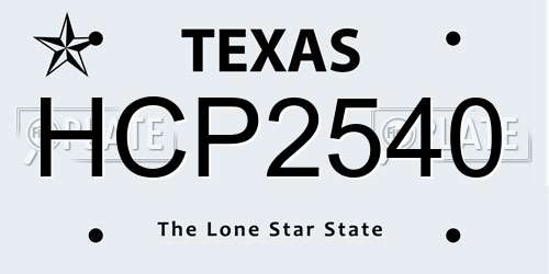 HCP2540 Texas License Plate
