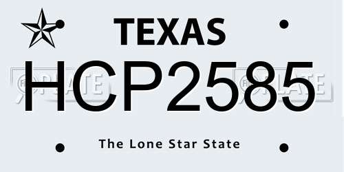 HCP2585 Texas License Plate