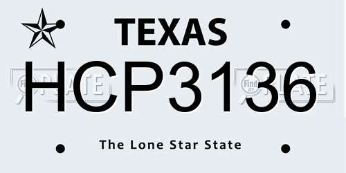 HCP3136 Texas License Plate