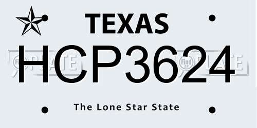 HCP3624 Texas License Plate