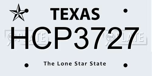 HCP3727 Texas License Plate