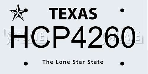 HCP4260 Texas License Plate