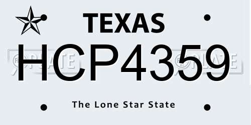 HCP4359 Texas License Plate