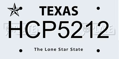 HCP5212 Texas License Plate