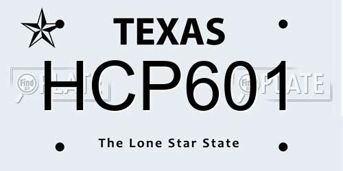 HCP601 Texas License Plate
