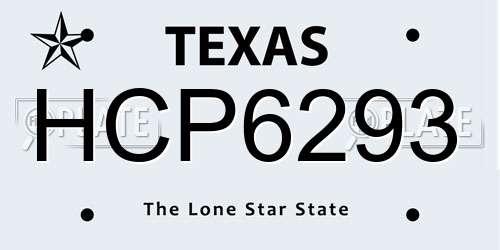 HCP6293 Texas License Plate