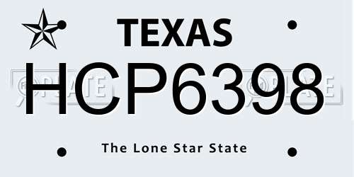 HCP6398 Texas License Plate