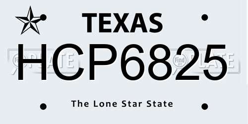 HCP6825 Texas License Plate