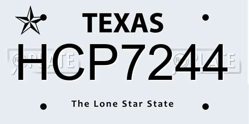 HCP7244 Texas License Plate