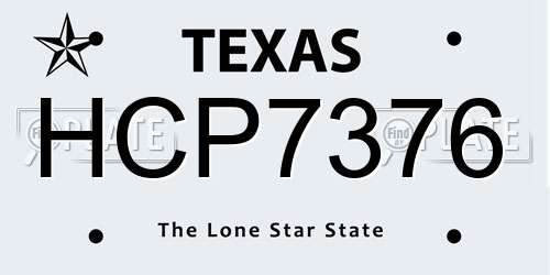 HCP7376 Texas License Plate