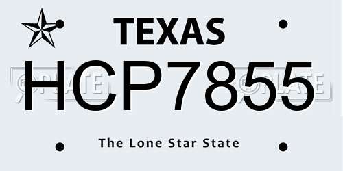 HCP7855 Texas License Plate