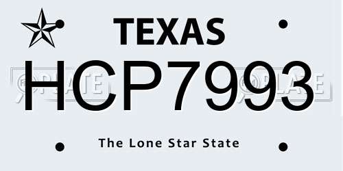 HCP7993 Texas License Plate