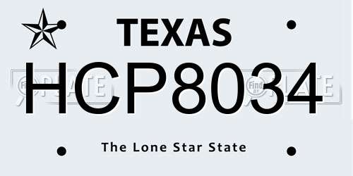 HCP8034 Texas License Plate