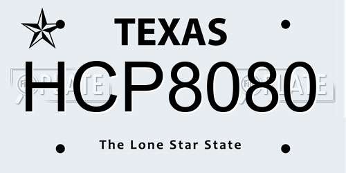 HCP8080 Texas License Plate