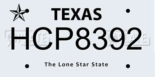 HCP8392 Texas License Plate