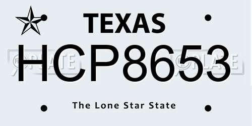 HCP8653 Texas License Plate