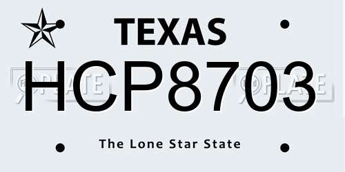 HCP8703 Texas License Plate