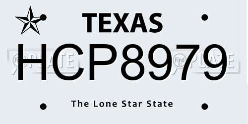 HCP8979 Texas License Plate