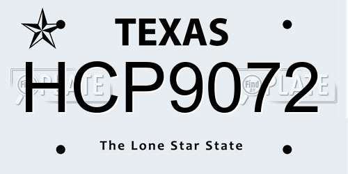 HCP9072 Texas License Plate