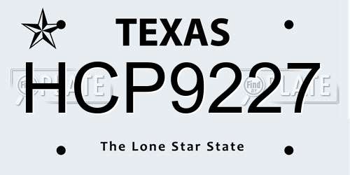 HCP9227 Texas License Plate