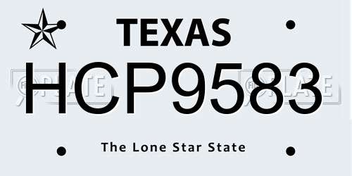 HCP9583 Texas License Plate