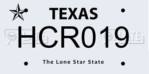 HCR019 Texas License Plate