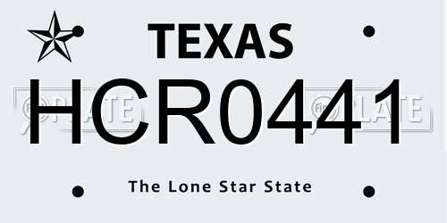 HCR0441 Texas License Plate