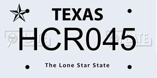HCR045 Texas License Plate