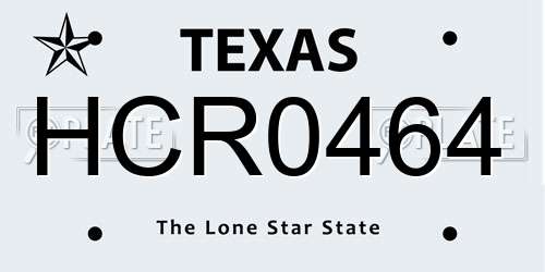 HCR0464 Texas License Plate