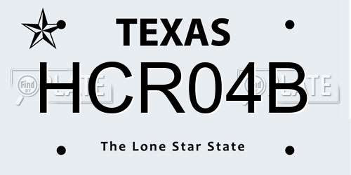 HCR04B Texas License Plate