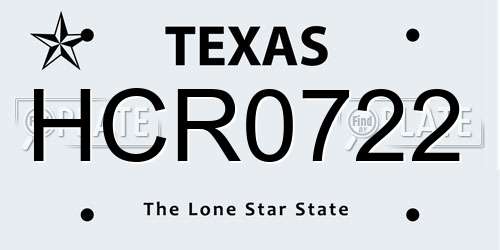 HCR0722 Texas License Plate