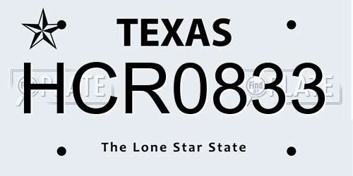HCR0833 Texas License Plate