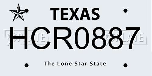 HCR0887 Texas License Plate