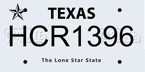 HCR1396 Texas License Plate