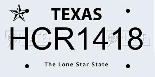 HCR1418 Texas License Plate