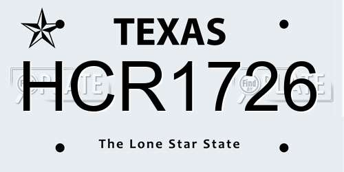 HCR1726 Texas License Plate