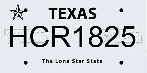 HCR1825 Texas License Plate