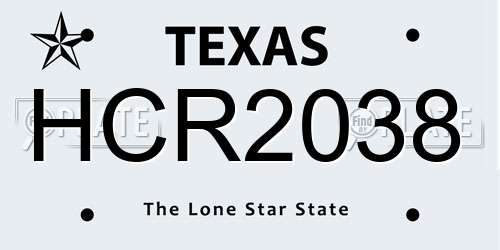HCR2038 Texas License Plate
