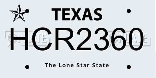 HCR2360 Texas License Plate