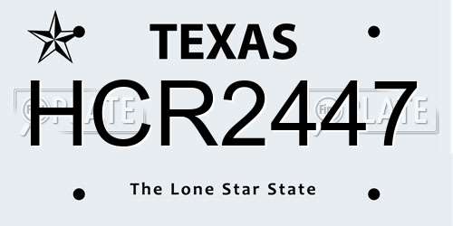 HCR2447 Texas License Plate