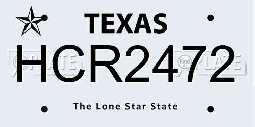HCR2472 Texas License Plate