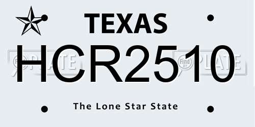 HCR2510 Texas License Plate